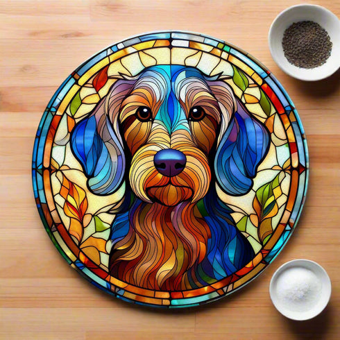 Dachshund Wirehaired Glass Suncatcher Worktop Saver